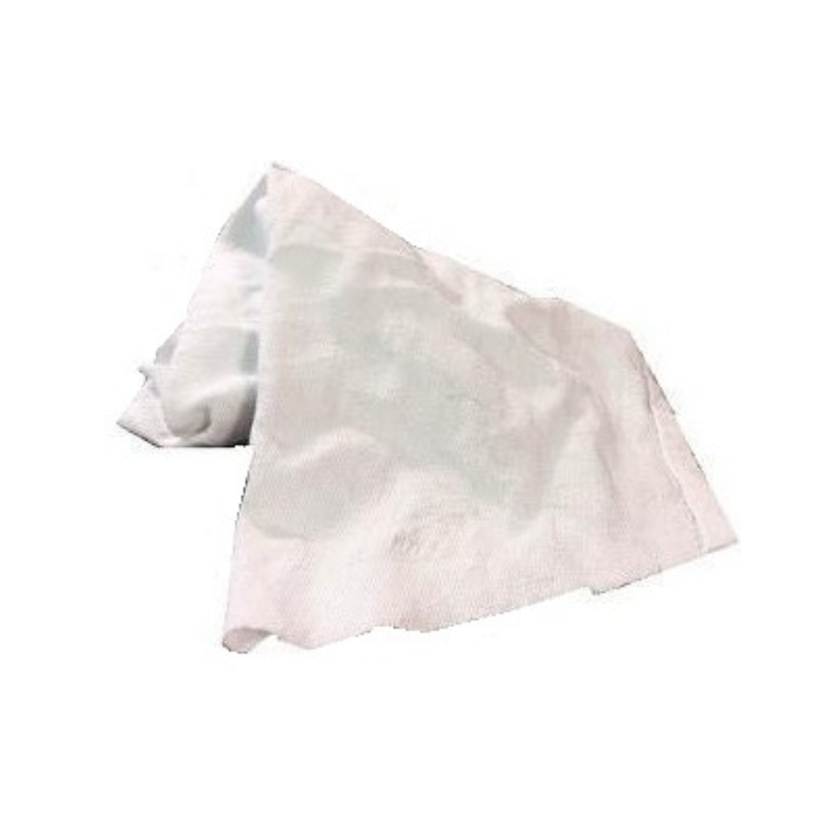 White cotton diaper rags draped to show their shape and fabric on a white background