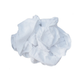 Pile of white terry washcloth rags showing their folds and textured fabric on a white background