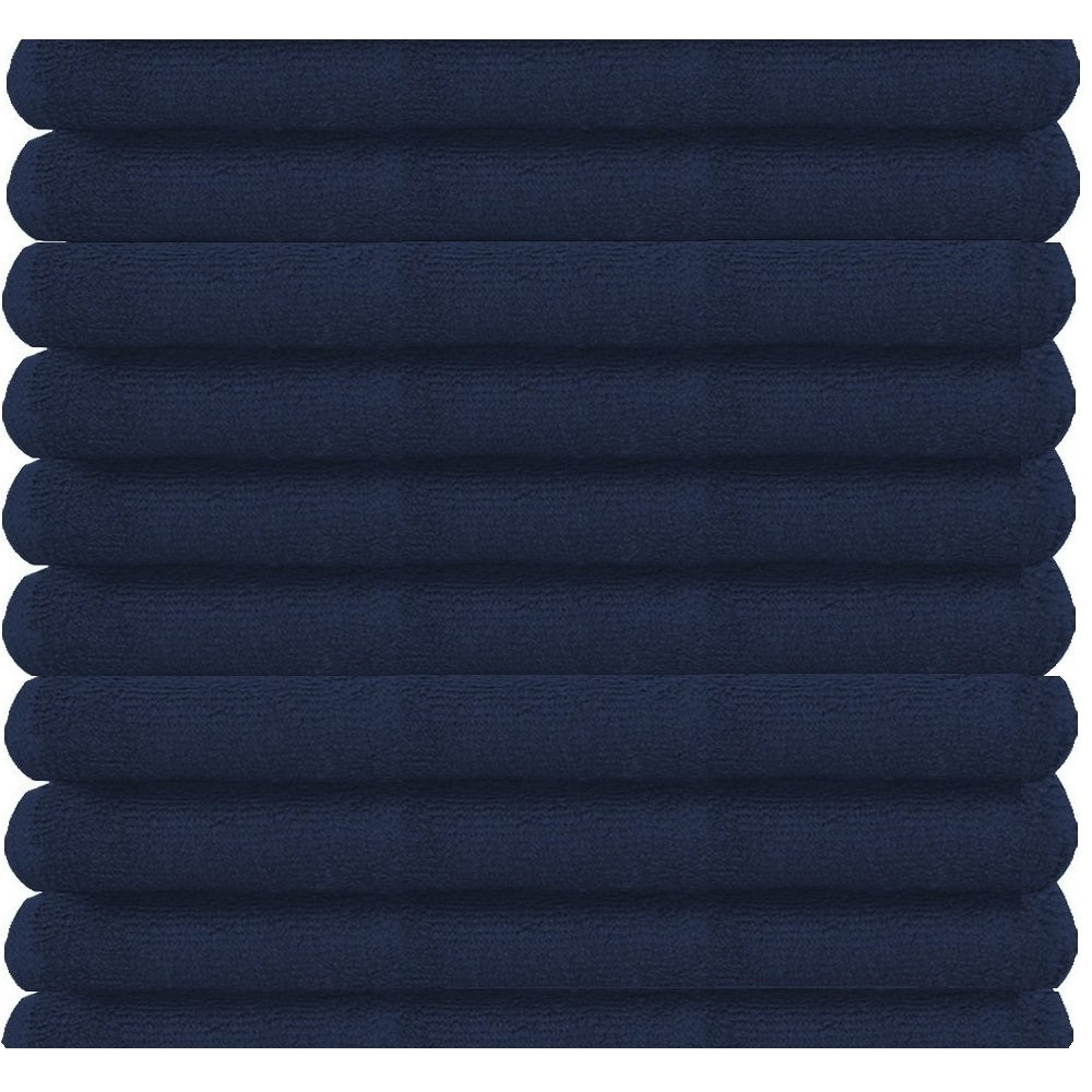 a stack of navy blue car wash towels